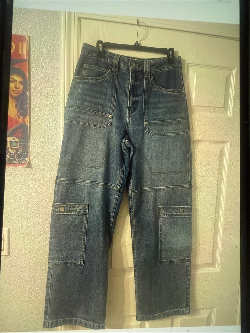 Avec Les Filles woman Relaxed Blue Denim Cargo Pants